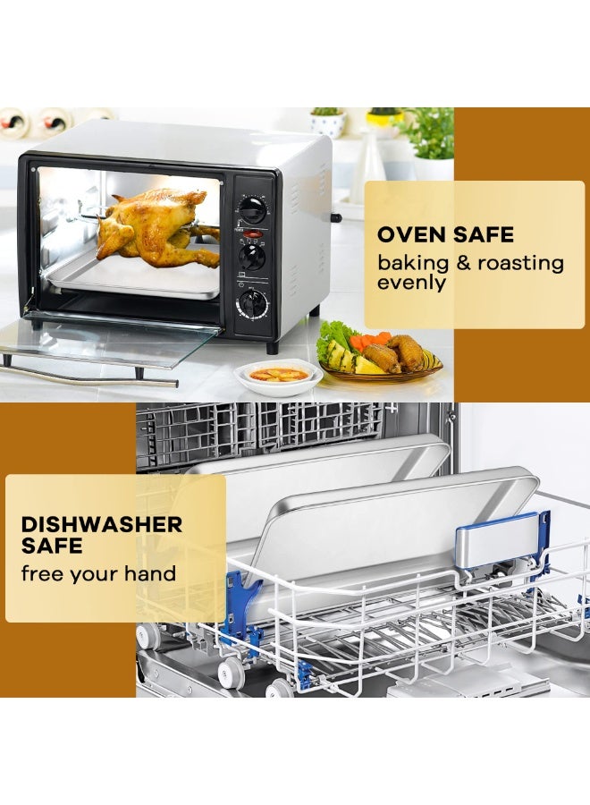 2 Pack Small Stainless Steel Oven Baking Tray 23x18x2.5cm, Non Toxic Rust Free Cookie Sheet Pan Mirror Finish Dishwasher Safe for Cooking Roasting - Image 4